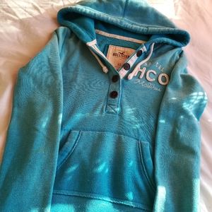 Hollister XS Ombre Blue Button Up Hoodie